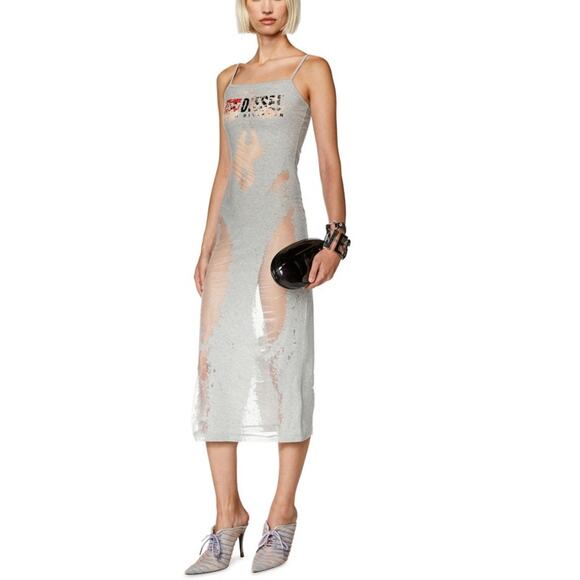 Diesel - D-Hoper-Devo Midi Dress in Gray - Picture 6 of 6
